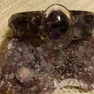 Purple Resin natural amethyst bangle